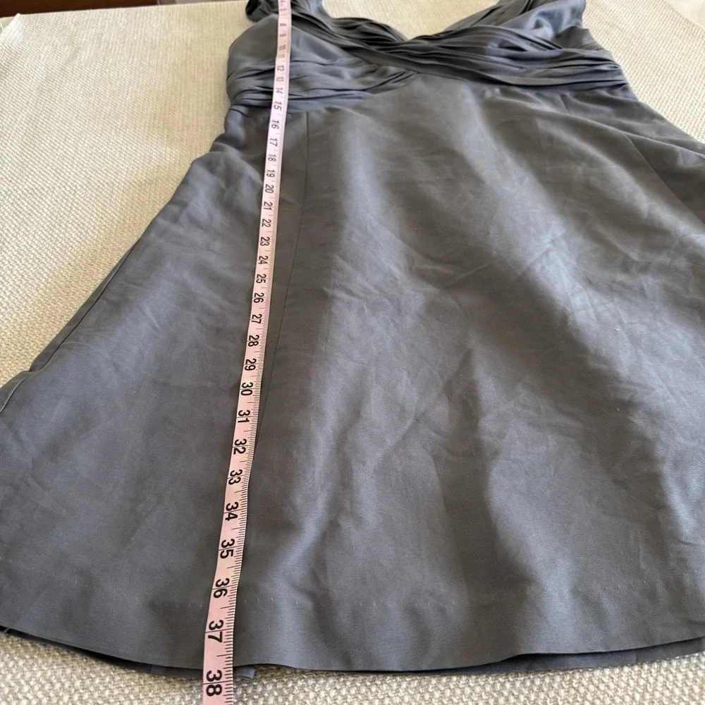 Mirror of Venus Anthropologie Gray Silk V Neck A Line Dress Size 14‎ Pleated